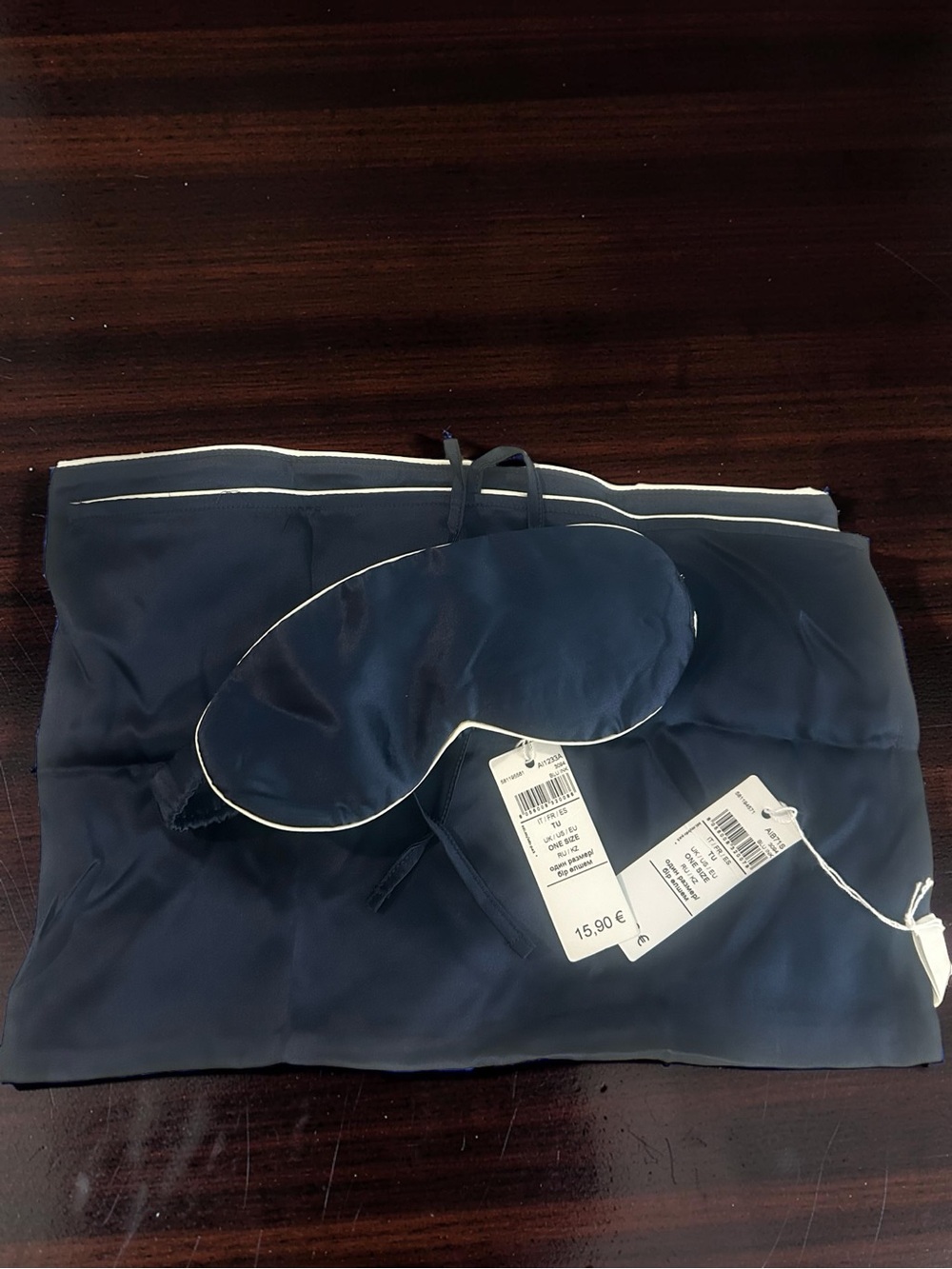 Silky Navy Sleep Mask and underwear storage bag Set